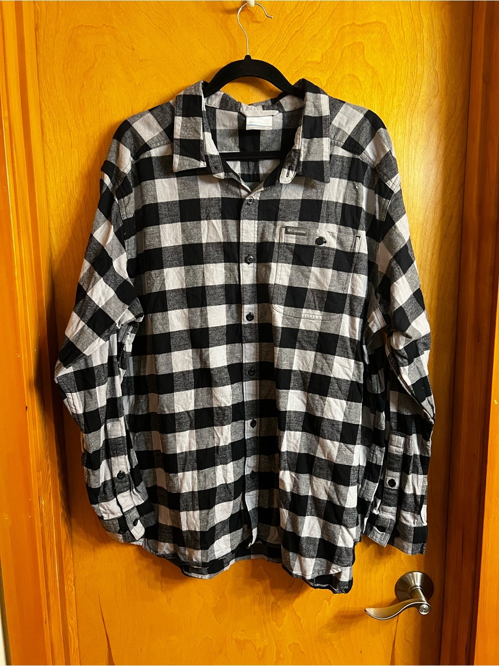Columbia Black and White Buffalo Plaid Button-Down Shirt